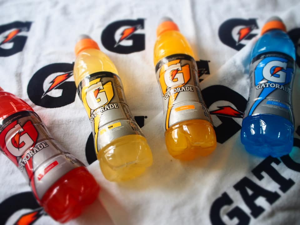 Gatorade Orange, Lemon, Cool Blue, Red Orange
